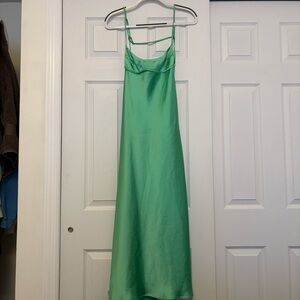zara green cami dress NEW Zara Green Polka Dots Sleeveless Cami Camisole Midi Tank Wrap Dress Size M
